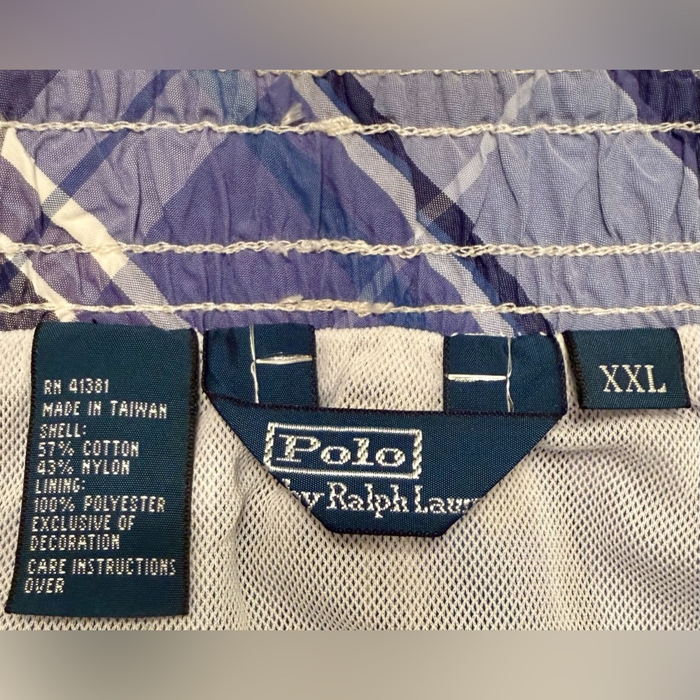 NWT Ralph Lauren Men's Blue Plaid Drawstring Swim Trunks, Sz XXL - Picture 5 of 5